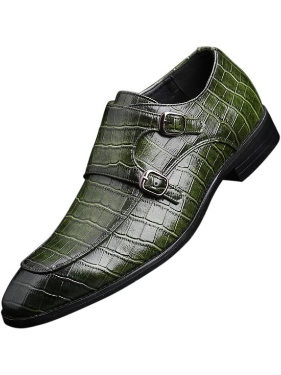 Stylish Men\'s Double Monk Strap Loafers - Comfortable Leather Dress Shoes for main image 6